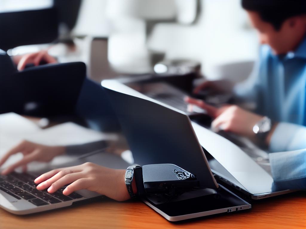 Image of a person working on a laptop with a side hustle logo in the background